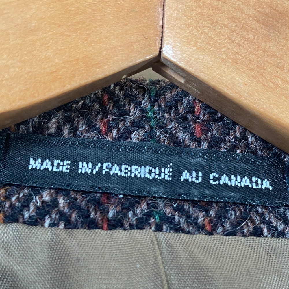 Grey Herringbone Blazer for Men orange red green stripes Harris Tweed Wool - Picture 3 of 10
